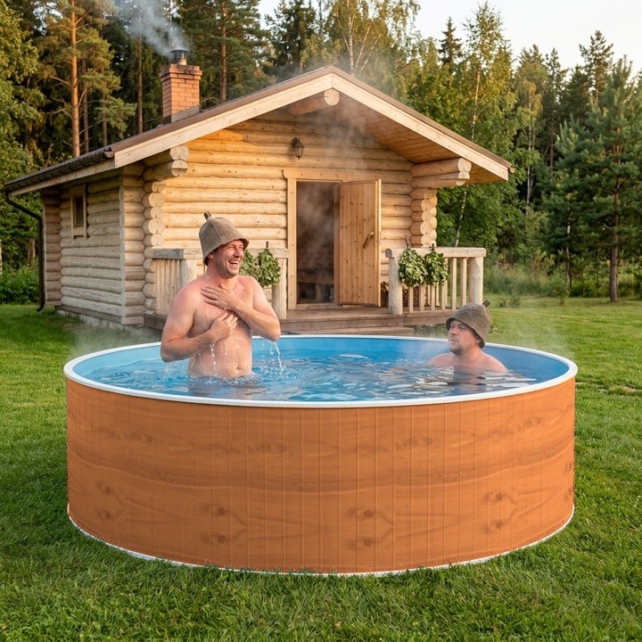 Сборный морозоустойчивый бассейн ОДИССЕЙ 2,0х1,25 м, цвет стенки светлое дерево