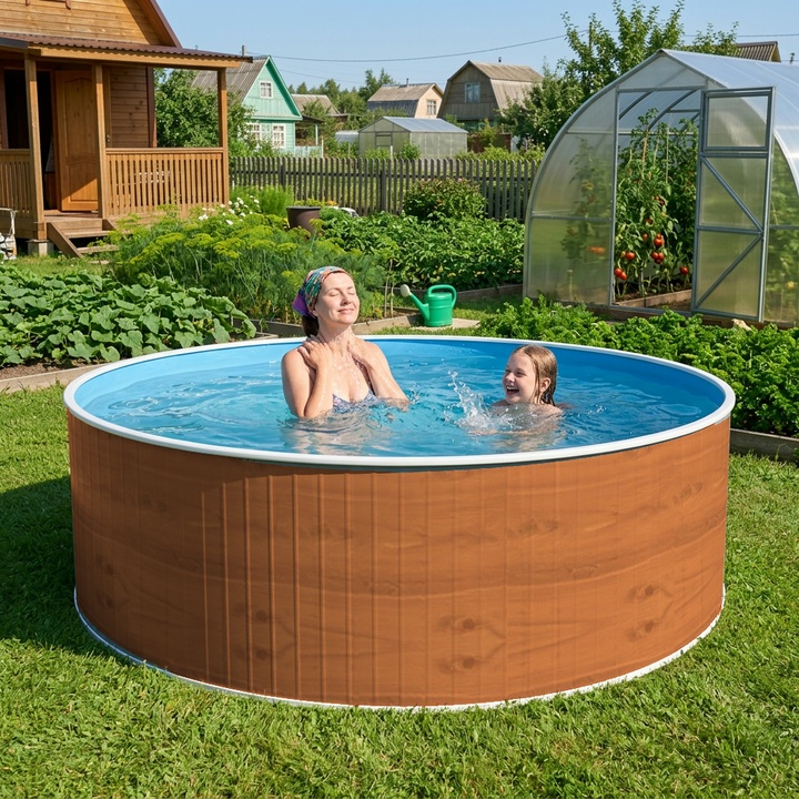 Сборный морозоустойчивый бассейн ОДИССЕЙ 2,5х1,25 м, цвет стенки светлое дерево