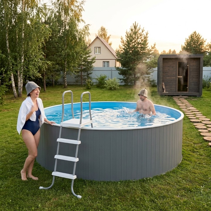 Сборный морозоустойчивый бассейн ОДИССЕЙ 3,0х1,25 м, цвет стенки графит